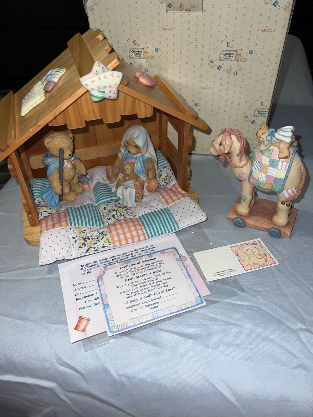 Cherished Teddies Nativity Set Manger Josh Maria Baby Camel Vintage